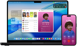 MacBook Pro 14 pouces et iPhone 16 — L’iPhone appelle un contact nommé Luis tandis que le MacBook Pro affiche le même appel dans l’app Téléphone