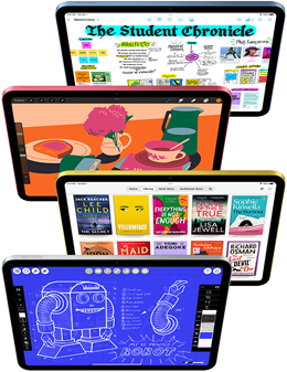 Des écrans d’iPad affichent toute une variété d’apps Apple et d’apps de l’App Store.