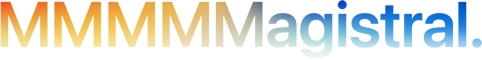 Accroche MMMMMagistral. avec 5 « M », dégradé orange-bleu