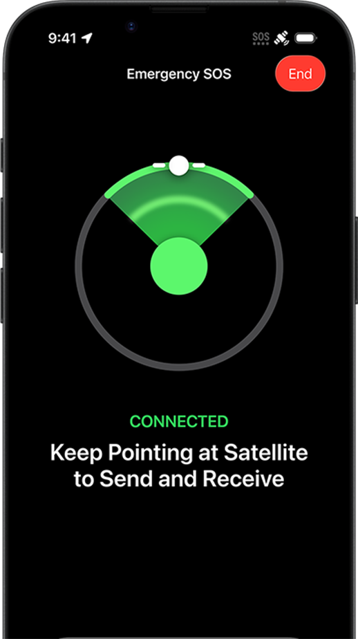 Fonctionnalité Messages par satellite en cours d’utilisation