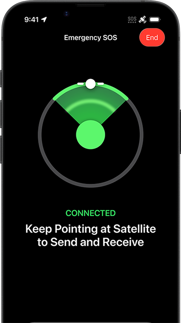Fonctionnalité Messages par satellite en cours d’utilisation