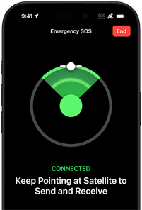 Affichage de la position GPS de la personne et de la fonction SOS d’urgence par satellite sur iPhone 16 Pro