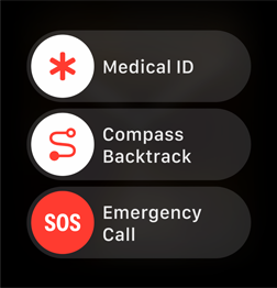 Curseurs d’appel d’urgence, de fiche médicale et de Point de départ.